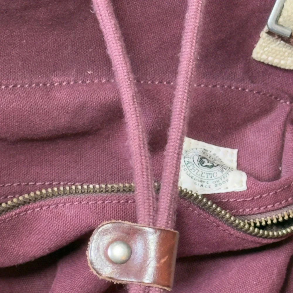 Ralph Lauren Rugby Mens Canvas Backpack Burgundy Leather Bottom National Forest